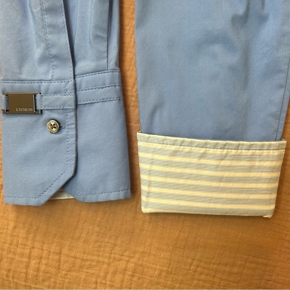 Express Design Studio Button Down Blue Long Sleev… - image 5